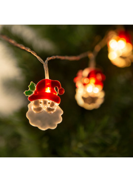 Șir de lumină LED de Crăciun - Moș Crăciun - 10 LED-uri - 2 x AA - 1,35 m