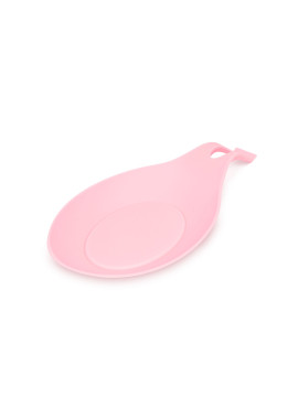 Suport roz, siliconic, anti-picurare pentru lingura de gătit - 20 x 10 x 2 cm
