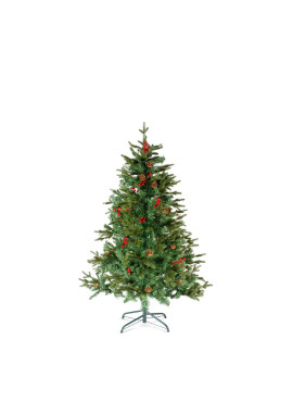 Brad artificial – 150 cm – PE/PVC – cu bobițe roșii