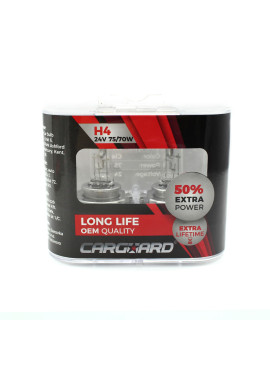 Set de 2 becuri Halogen 24V -  H4, 70W, +50% Intensitate - LONG LIFE - CARGUARD