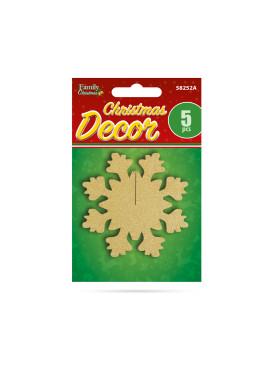 Decor de Crăciun - fulg de nea - auriu - 7 x 7 cm - 5 buc / pachet