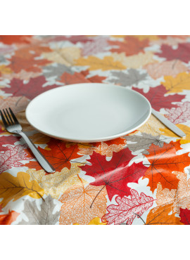Față de masă decorativă de toamnă – flanel, model frunze, 132 x 178 cm