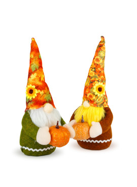 Figurină decorativă de toamnă – Moș cu dovleac – 35 cm – 2 modele