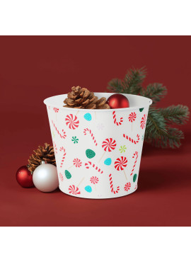Ghiveci decorativ metalic – model bastonaș de zahăr – Ø13 x 11 cm