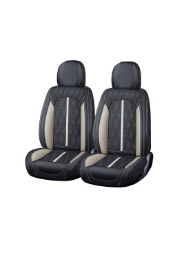 Huse auto premium 5 locuri Carguard Deluxe piele ecologică perforată - negru - alb