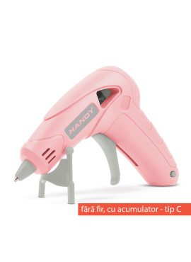 Pistol de lipit - cu acumulator, Tip-C - 7 mm - 10W - roz