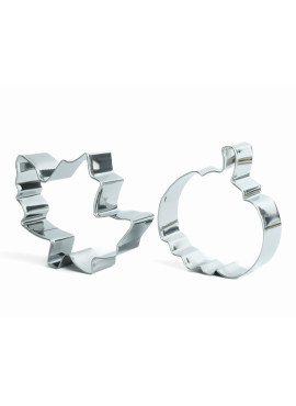 Set 2 forme metalice pentru prăjituri – frunză și dovleac – 8 cm