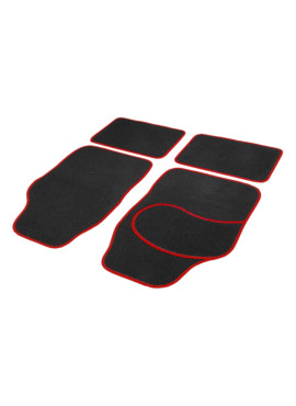 Set covorase auto textile universale Carguard 64 x 44 cm | 44 x 29 cm - negru - roșu