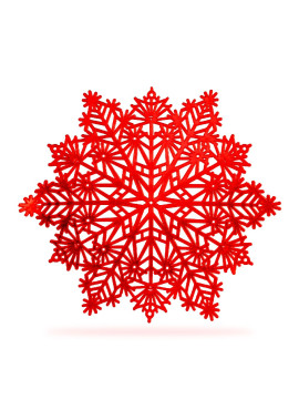 Suport de vase din silicon – model fulg de zăpadă – roșu – Ø38 cm