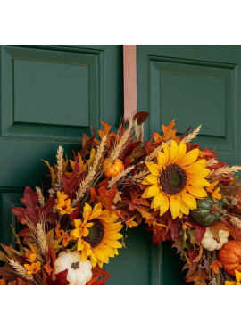 Suport pentru coroniță / decorațiune de ușă – metal, maro mat, 30 cm