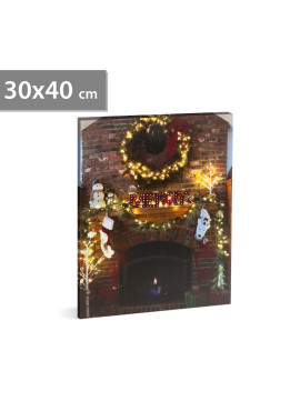 Tablou de Crăciun - LED - cu agățătoare, 2 baterii AA - 30 x 40 cm (58467)