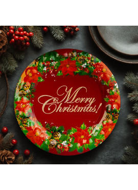 Tavă decorativă din plastic – model „Merry Christmas” – 37,5 cm